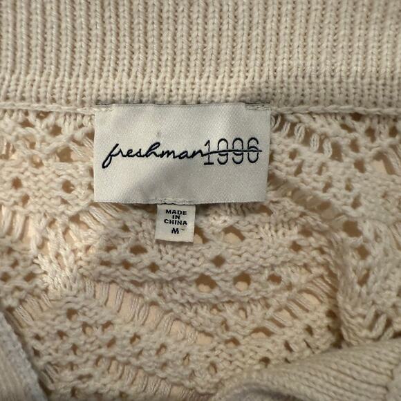 Freshman 1996 Crochet Knit Sweater M Coastal Grandma Boho Chic Cotton Blend - Picture 3 of 8